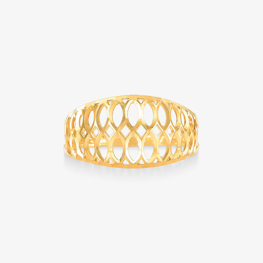 Anel Estamparia Vazado em Ouro Amarelo 18K