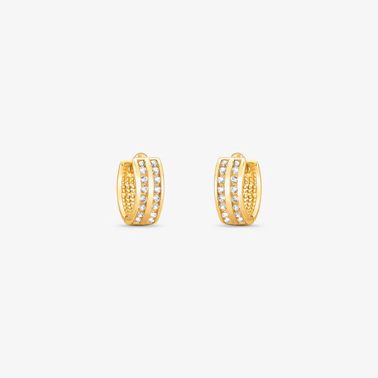 Brinco Argola P com Pedras em Ouro Amarelo 18K