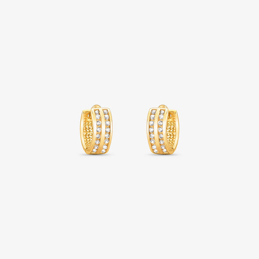 Brinco Argola P com Pedras em Ouro Amarelo 18K