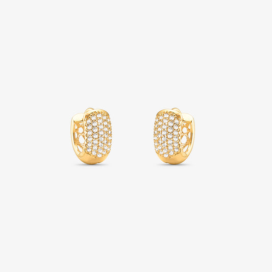 Brinco Argola P com Pedras em Ouro Amarelo 18K<