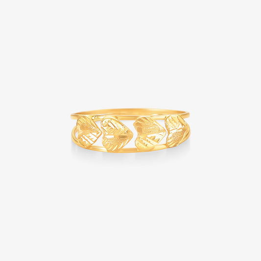 Anel Estamparia Corações Ouro Amarelo18K