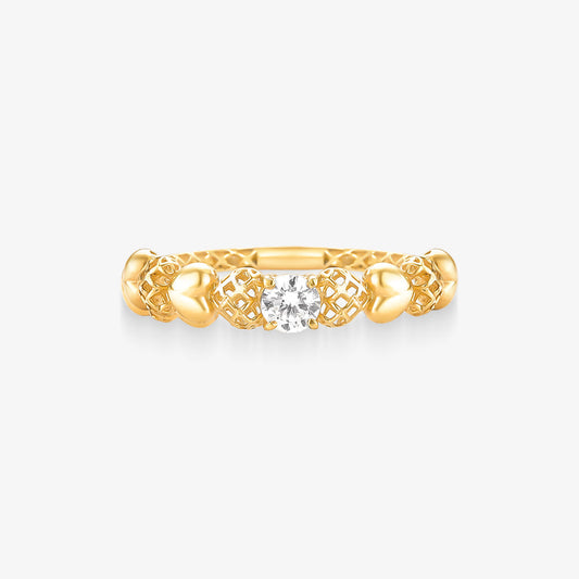 Anel Solitário em Ouro Amarelo 18K