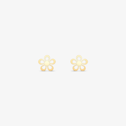 Brinco Flor Vazada em Ouro Amarelo 18K
