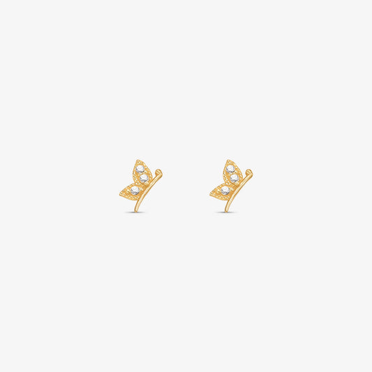 Brinco Baby Meia Borboleta com Pedras em Ouro Amarelo 18K