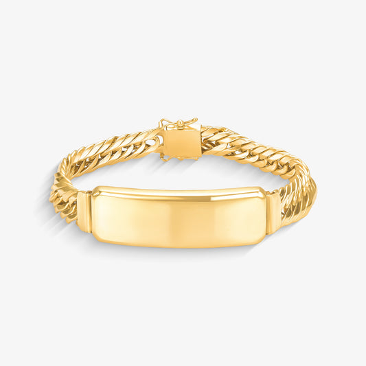 Pulseira Grumet com Chapa em Ouro Amarelo 18K, 22cm