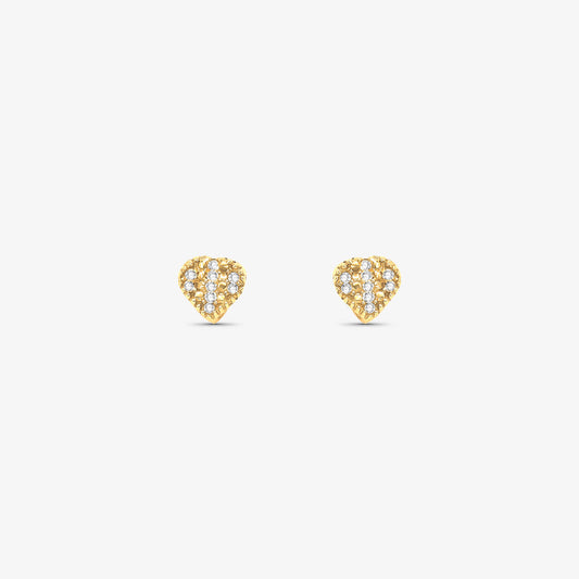 Brinco Coração com Pedras em Ouro Amarelo 18K