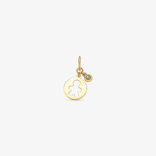 Pingente Menino com Pedras em Ouro Amarelo 18K