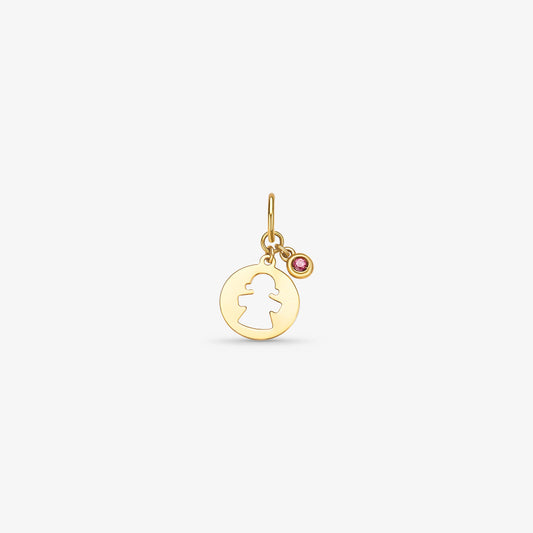 Pingente Menina com Pedras em Ouro Amarelo 18K