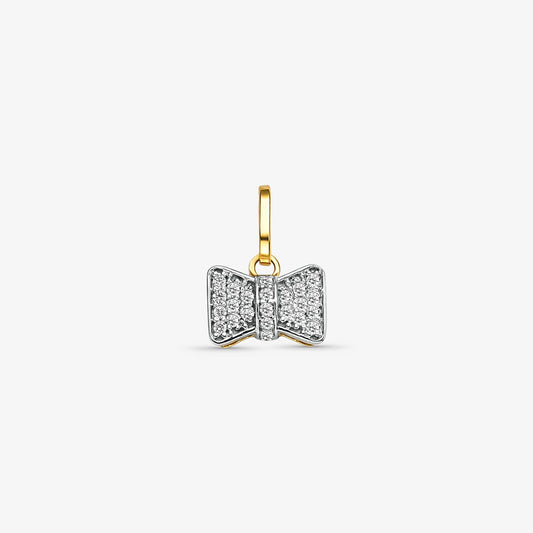 Pingente Lacinho com Pedras em Ouro Amarelo 18K