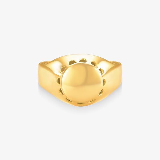 Anel Chapa Redondo em Ouro Amarelo 18K