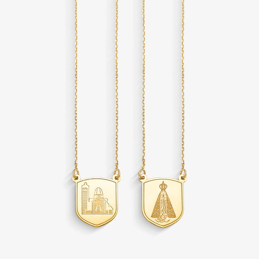 Escapulário N.Sra Aparecida Escudo P com 65cm Ouro Amarelo 18K