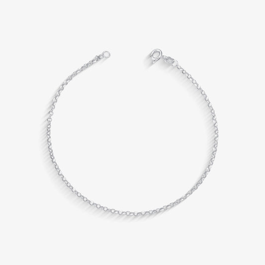 Pulseira Elo Português Diamantada em Ouro Branco 18K, 18,5cm