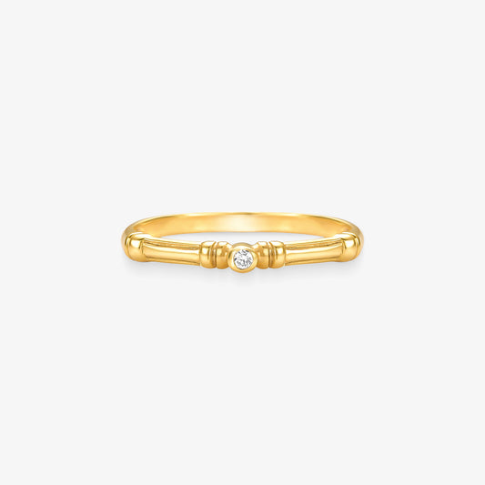 Anel Linha com Diamante em Ouro Amarelo 18K