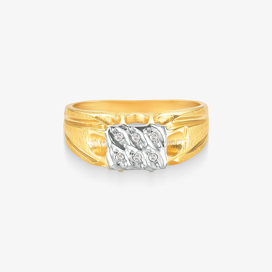 Anel Real com Diamante Bicolor em Ouro 18K