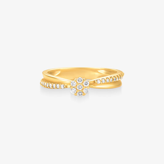 Anel Solitário Sol com Diamante em Ouro Amarelo 18K