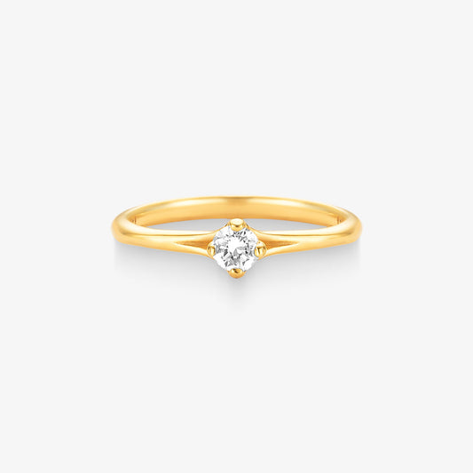 Anel Solitário Valkyrie com Diamante em Ouro Amarelo 18K
