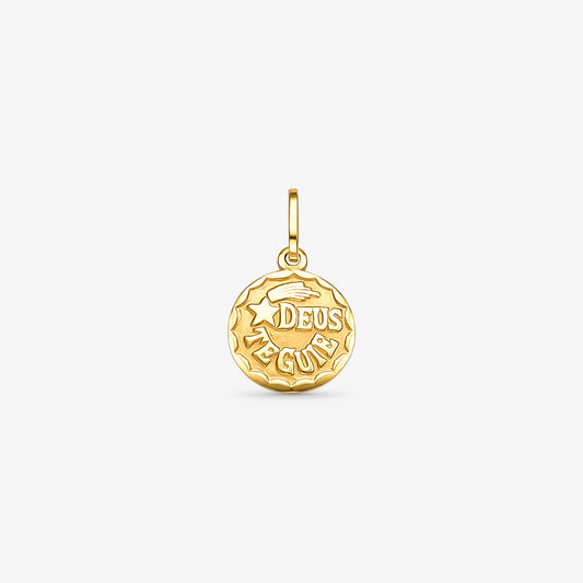 Pingente Medalha Deus Te Guie em Ouro Amarelo 18K