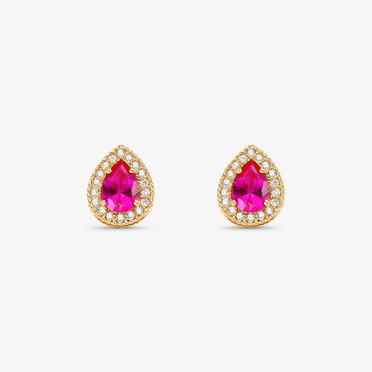 Brinco com Pedras Gota Coloridas em Ouro Amarelo 18K