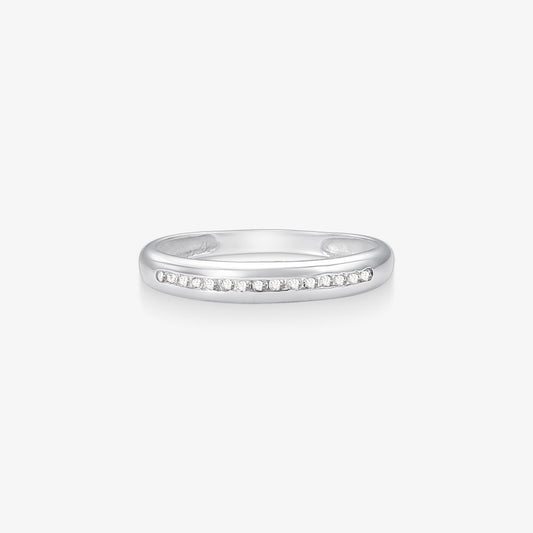 Anel Meia Aliança Brilho V com Diamantes em Ouro Amarelo 18K