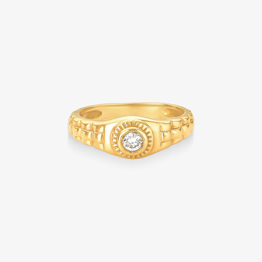 Anel Solitário RLX com Diamante em Ouro Amarelo 18K