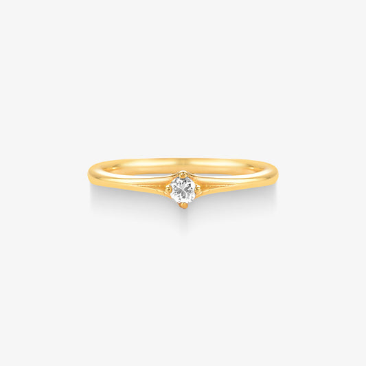 Anel Solitário Luz com Diamante em Ouro Amarelo 18K