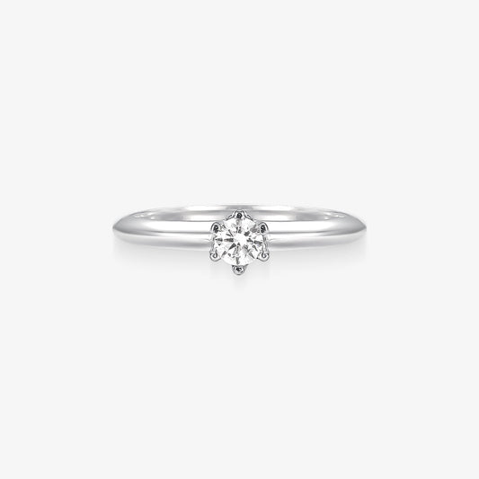 Anel Solitário Essencial em Ouro Branco 18K