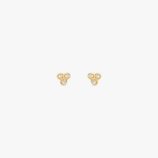 Brinco Baby Trio com Pedras em Ouro Amarelo 18K