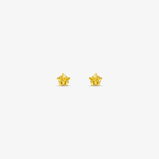 Brinco Baby Estrela com Pedra Amarela em Ouro Amarelo 18K