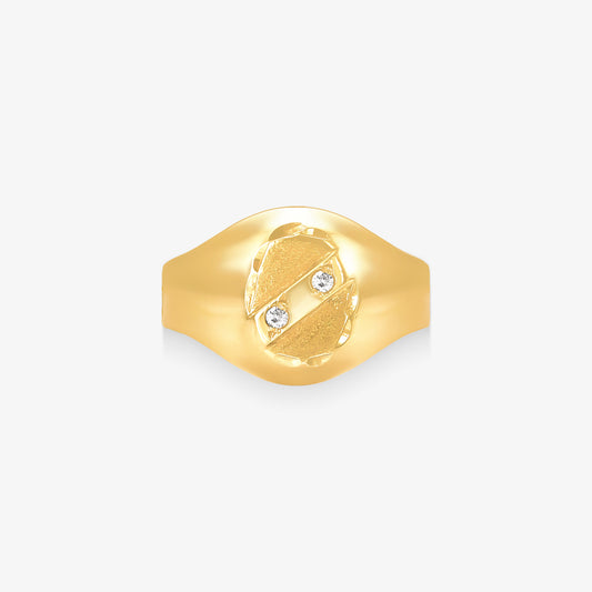 Anel Real Oval com Diamante em Ouro Amarelo 18K