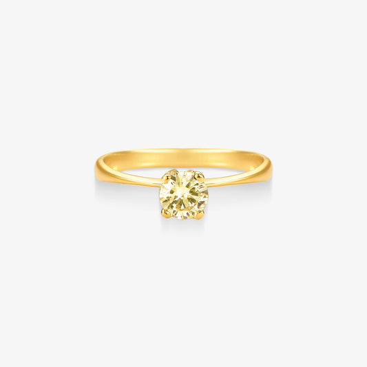 Anel Solitário Pétala com Diamante em Ouro Amarelo 18K