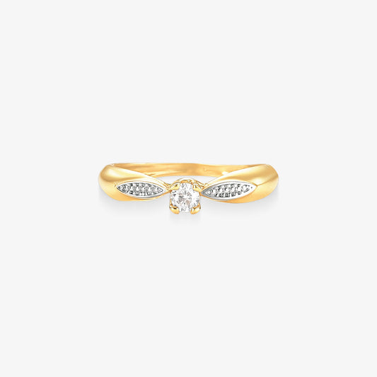 Anel Solitário Requinte Bicolor em Ouro 18K