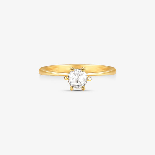 Anel Solitário Luar II em Ouro Amarelo 18K