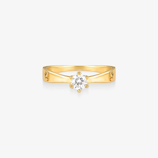 Anel Solitário Prisma em Ouro Amarelo 18K
