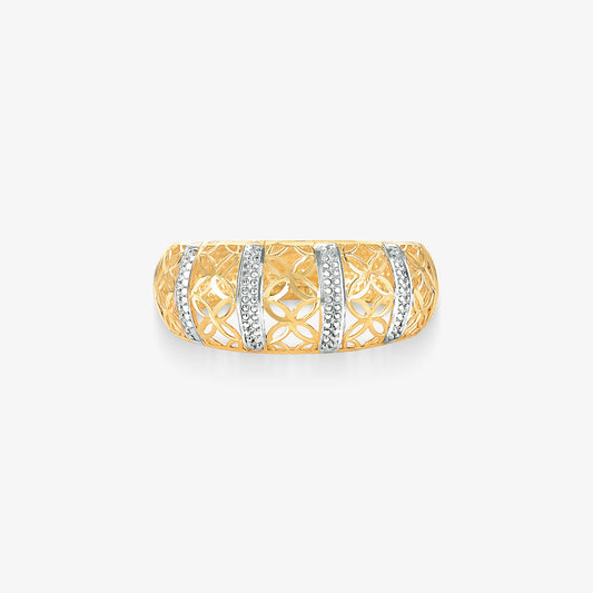 Anel Estamparia Vazado em Ouro Amarelo 18k