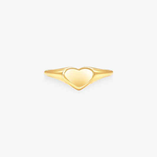 Anel Coração Liso em Ouro Amarelo 18K