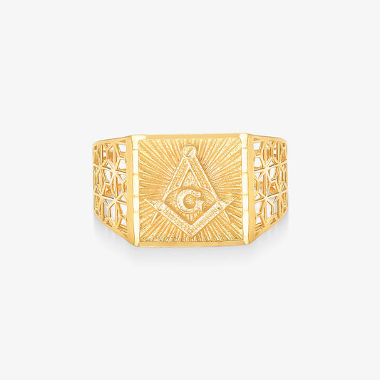 Anel Maçom Estamparia em Ouro Amarelo 18K
