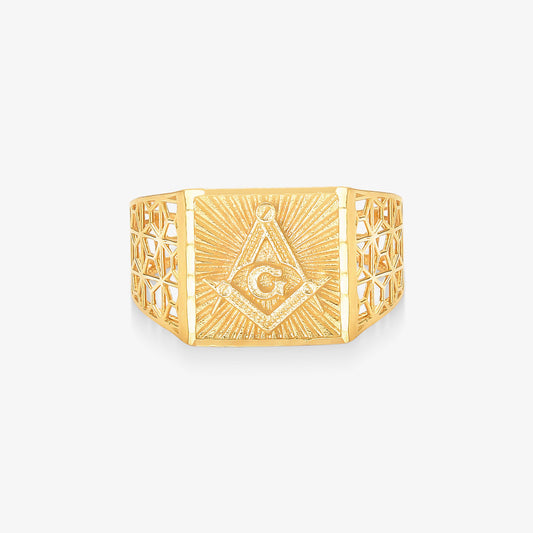 Anel Maçom Estamparia em Ouro Amarelo 18K