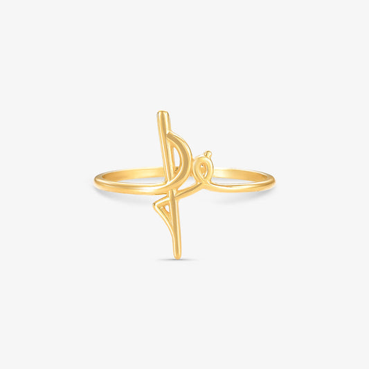 Anel Escrita Fé em Ouro Amarelo 18K