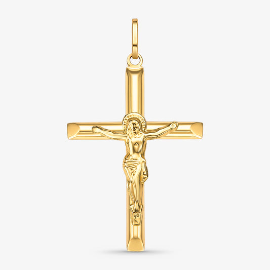 Pingente Cruz Grande com Cristo em Ouro Amarelo 18K