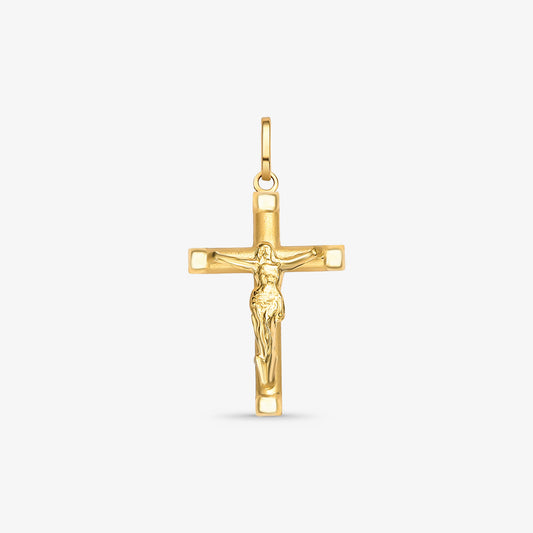 Pingente Cruz Média com Cristo em Ouro Amarelo 18K