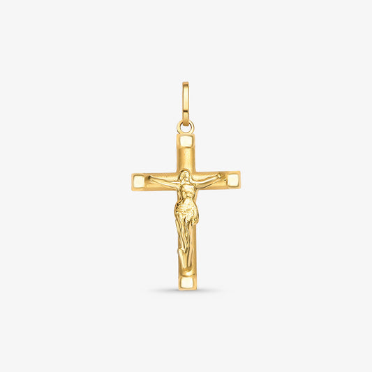 Pingente Cruz Média com Cristo em Ouro Amarelo 18K