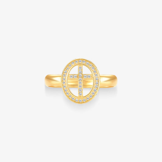 Anel Cruz Vazada em Ouro Amarelo 18K