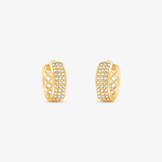 Brinco Argola P com Pedras em Ouro Amarelo 18K