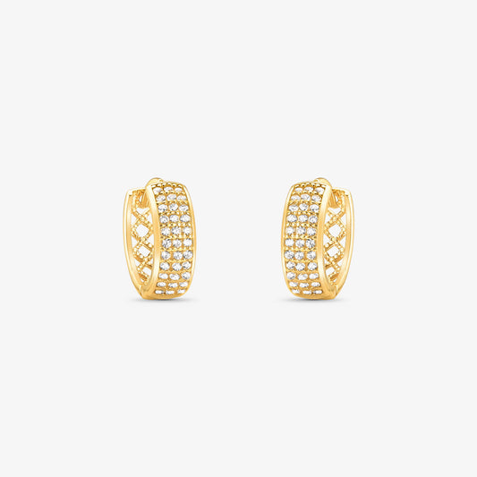 Brinco Argola P com Pedras em Ouro Amarelo 18K