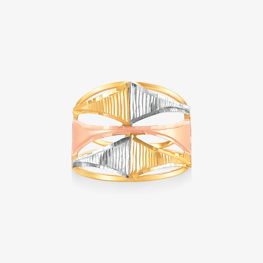 Anel Estamparia Tricolor em Ouro Amarelo 18K