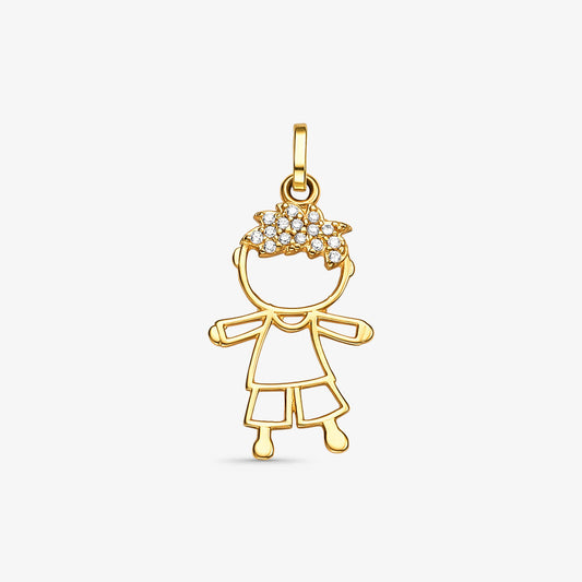 Pingente Menino Braços Abertos com Pedras em Ouro Amarelo 18K