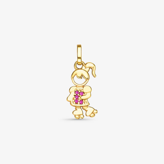 Pingente Menina com Zircônia em Ouro Amarelo 18K