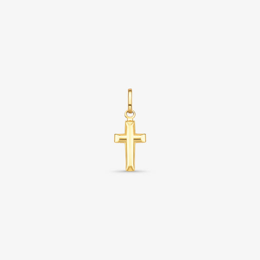 Pingente Cruz Lisa Pequena Oca em Ouro Amarelo 18K