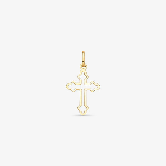 Pingente Cruz Vazada Pequena Oca em Ouro Amarelo 18K