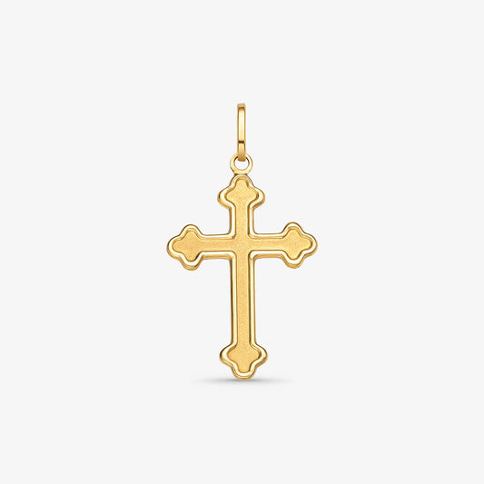 Pingente Cruz Trevo Pequena Fosca em Ouro Amarelo 18K